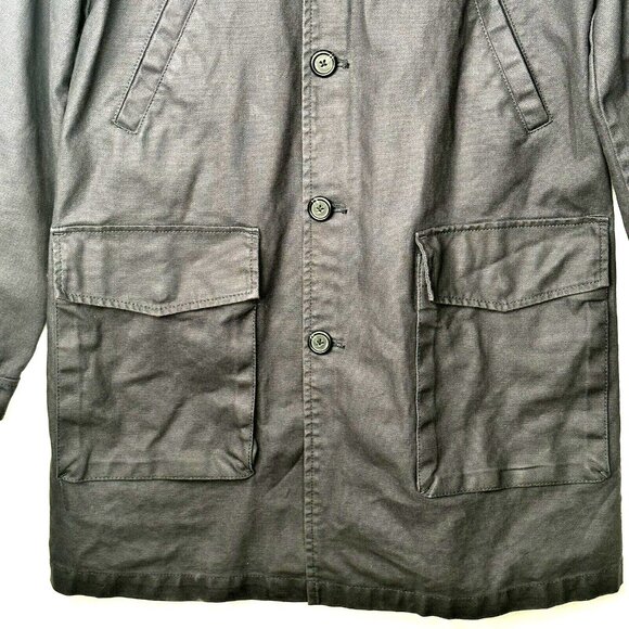 J Crew Womens Coat 09619 Hooded Canvas Basket Weave Royal Blue Small - Picture 4 of 13